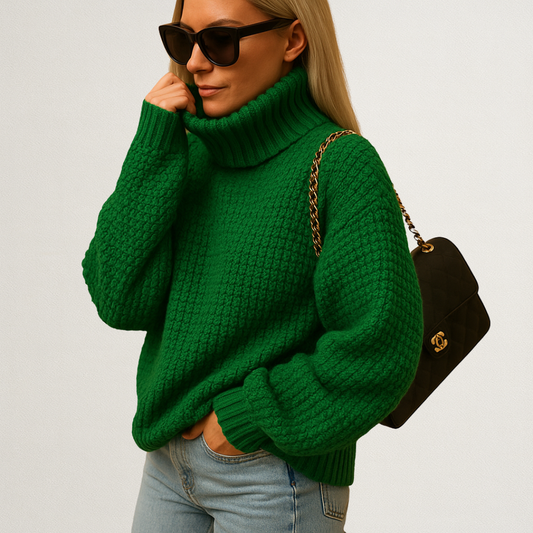 Mervavi | Damski ciepły sweter z golfem