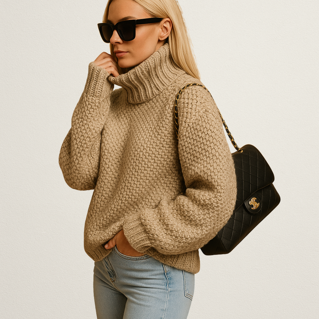 Mervavi | Damski ciepły sweter z golfem