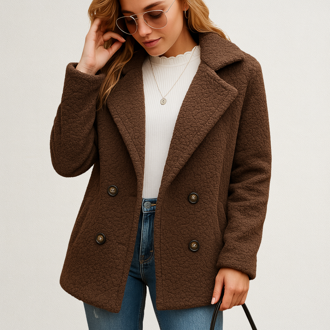 Mervavi | Krótki płaszcz zimowy damski zapinany na guziki