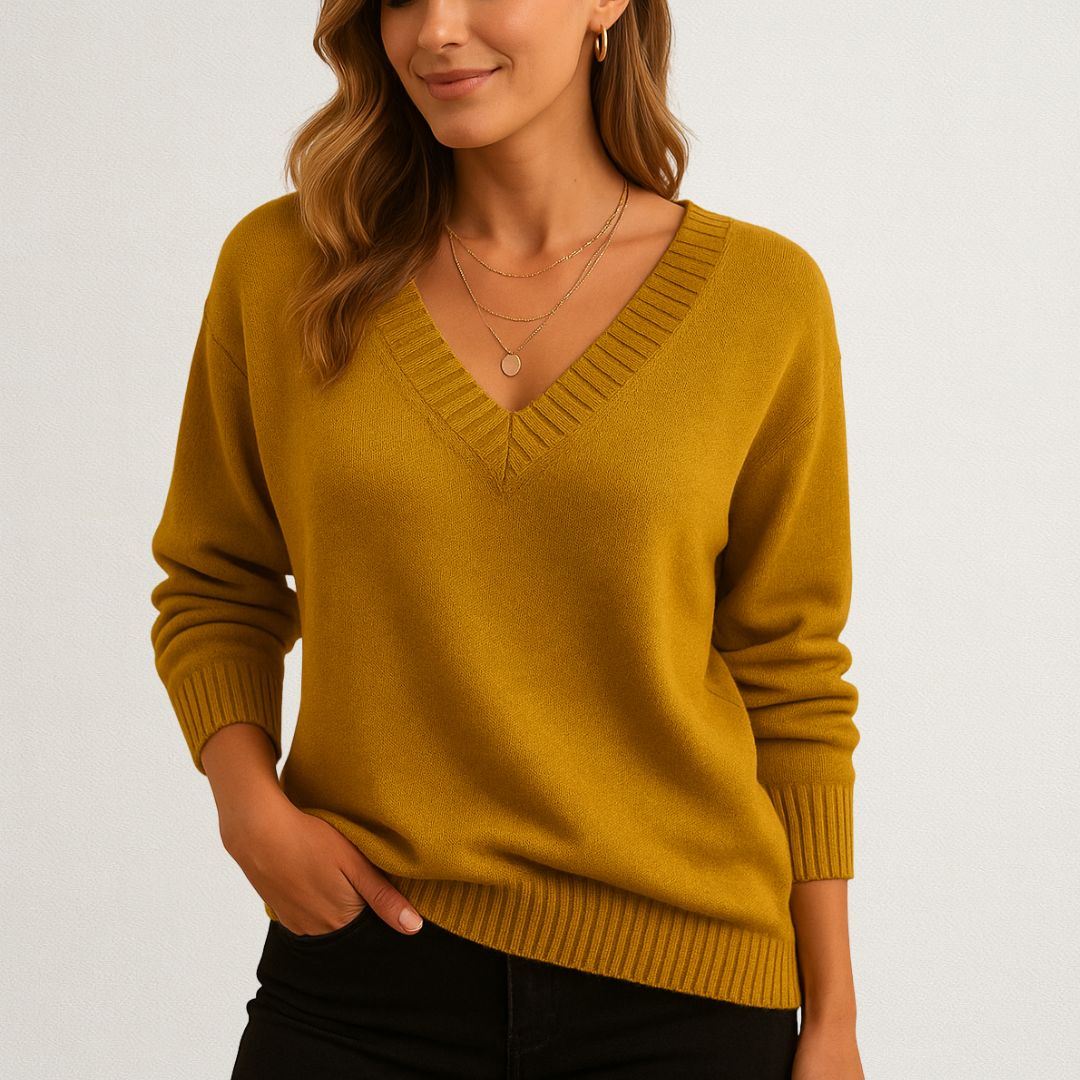 Mervavi | Stylowy damski sweter z dekoltem w serek