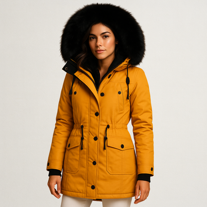Mervavi | Długa wodoodporna kurtka zimowa z futrzanym kołnierzem dla kobiety
