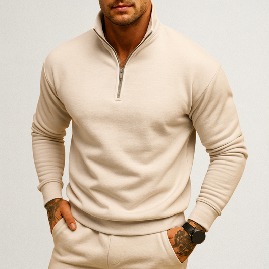 Mervavi | Męski dzianinowy sweter zimowy z półsuwakiem