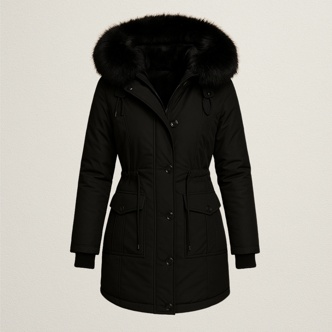 Mervavi | Długa wodoodporna kurtka zimowa z futrzanym kołnierzem dla kobiety