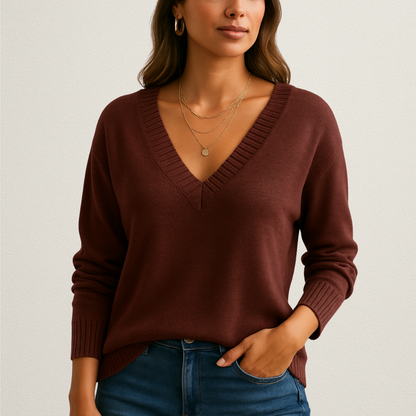 Mervavi | Stylowy damski sweter z dekoltem w serek