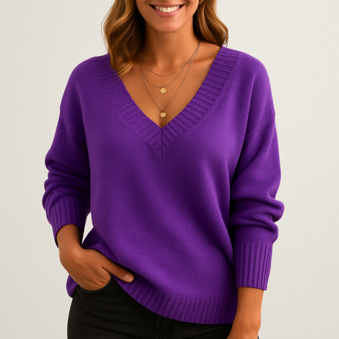 Mervavi | Stylowy damski sweter z dekoltem w serek