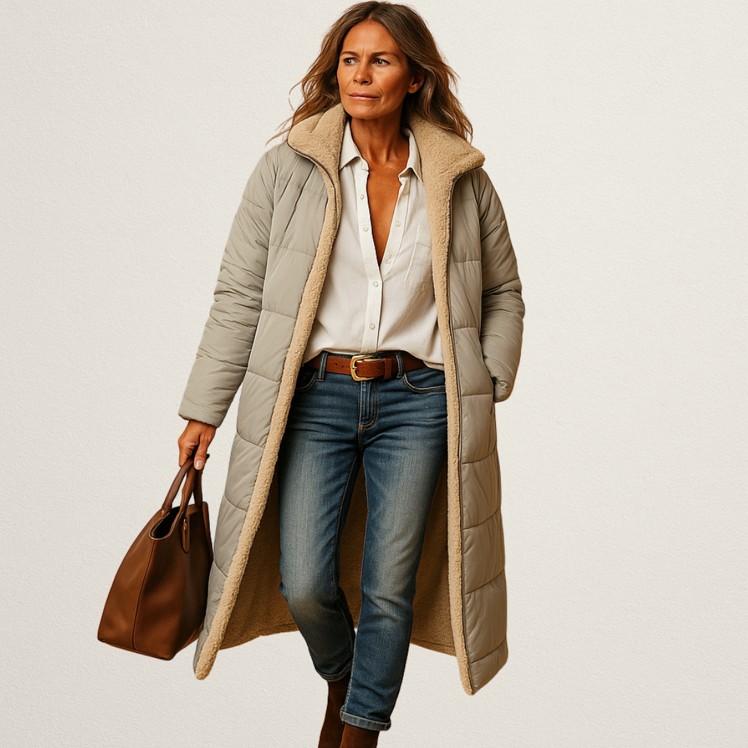 Mervavi | Długi damski płaszcz zimowy