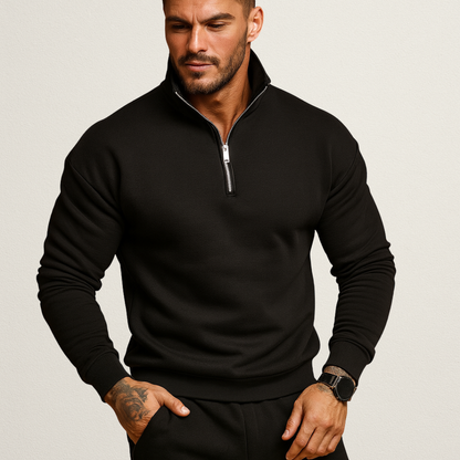 Mervavi | Męski dzianinowy sweter zimowy z półsuwakiem