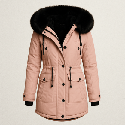 Mervavi | Długa wodoodporna kurtka zimowa z futrzanym kołnierzem dla kobiety