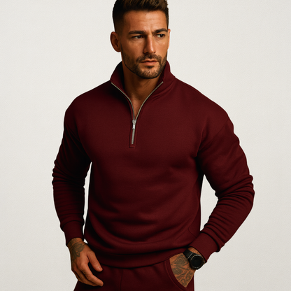 Mervavi | Męski dzianinowy sweter zimowy z półsuwakiem