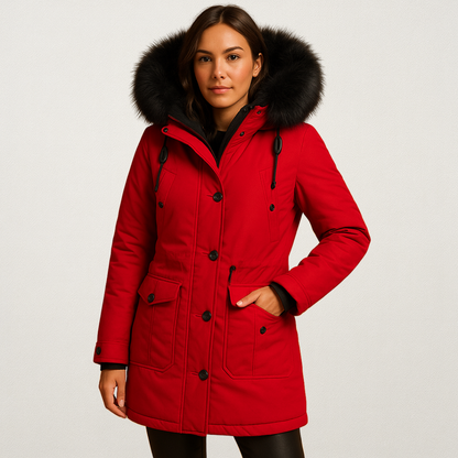 Mervavi | Długa wodoodporna kurtka zimowa z futrzanym kołnierzem dla kobiety