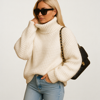 Mervavi | Damski ciepły sweter z golfem