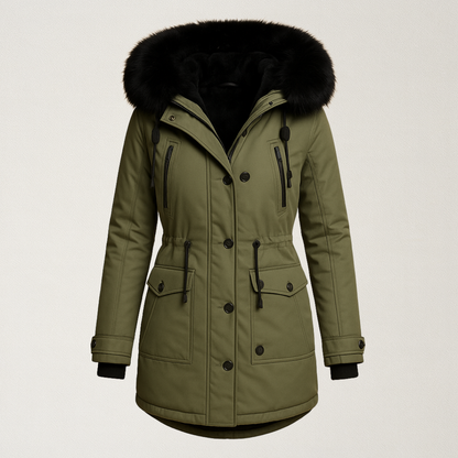Mervavi | Długa wodoodporna kurtka zimowa z futrzanym kołnierzem dla kobiety