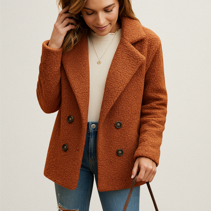 Mervavi | Krótki płaszcz zimowy damski zapinany na guziki