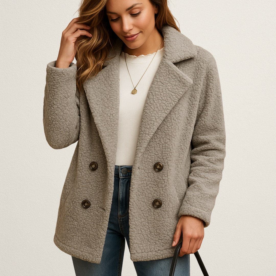 Mervavi | Krótki płaszcz zimowy damski zapinany na guziki