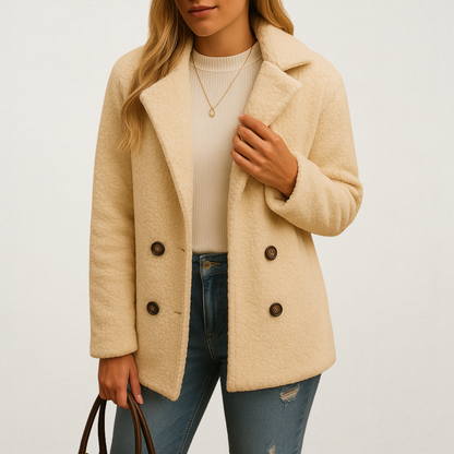 Mervavi | Krótki płaszcz zimowy damski zapinany na guziki