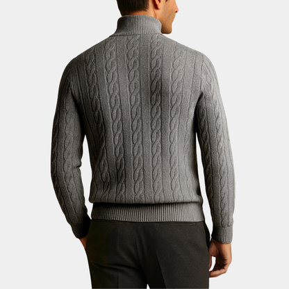 Mervavi | Męski sweter z prążkowanym półzamkiem
