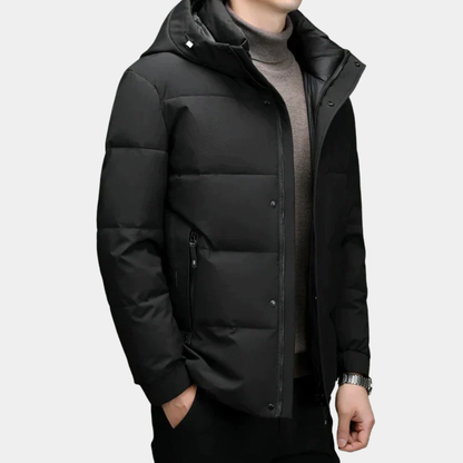 Mervavi | Męski zimowa kurtka puchowa z kapturem