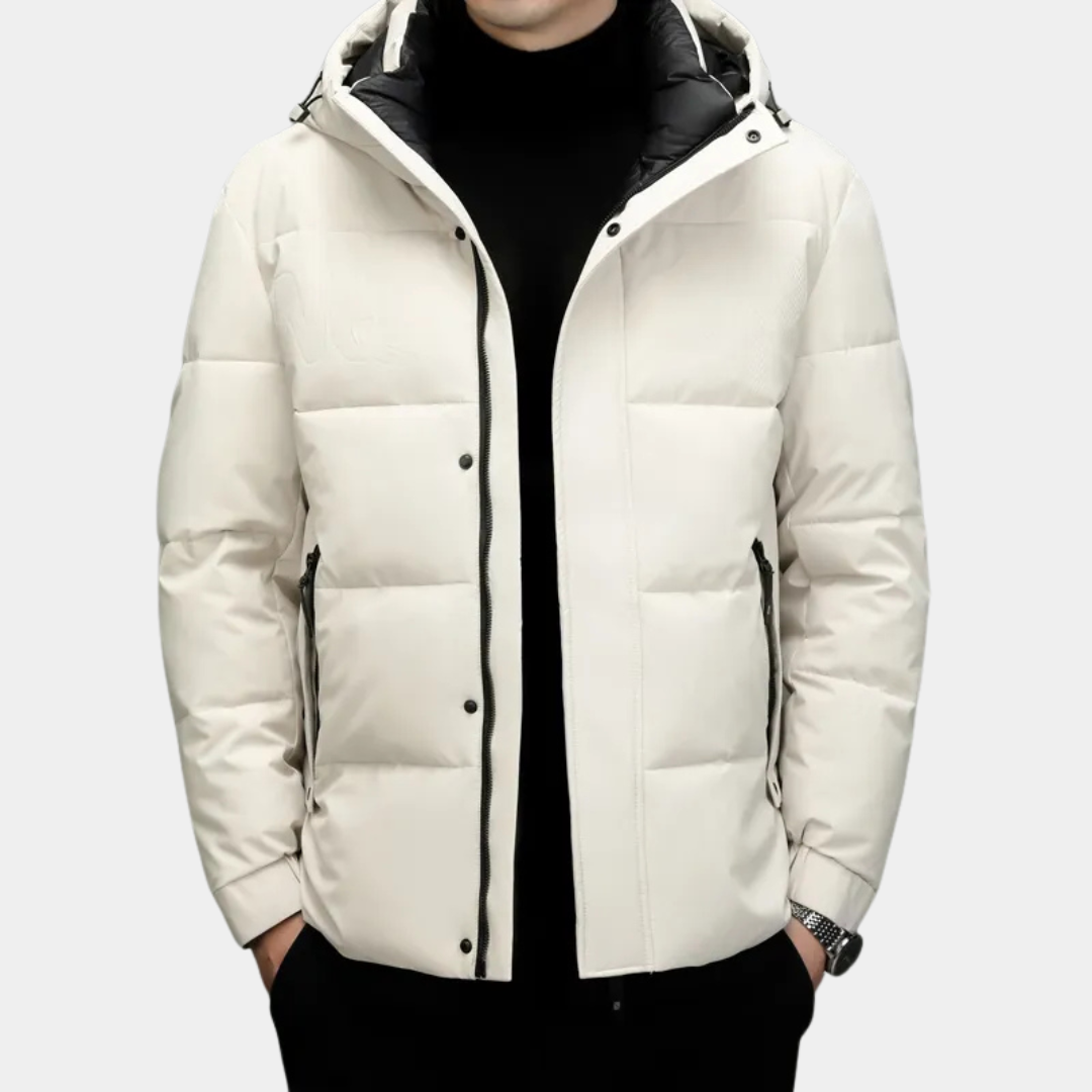 Mervavi | Męski zimowa kurtka puchowa z kapturem
