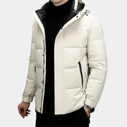 Mervavi | Męski zimowa kurtka puchowa z kapturem