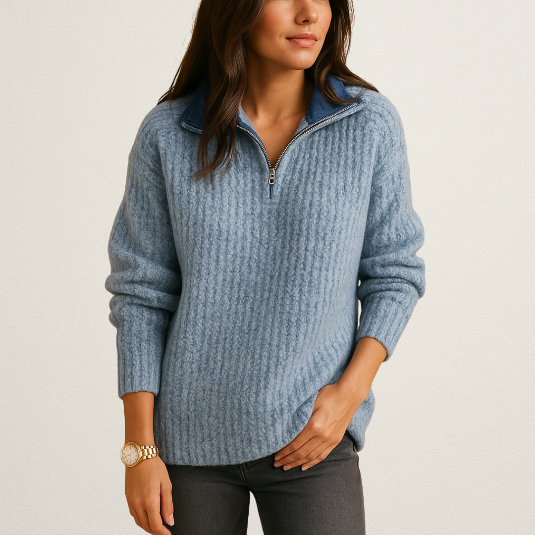 Mervavi | Elegancki damski sweter z półzamkiem i wygodnym krojem