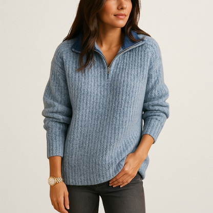 Mervavi | Elegancki damski sweter z półzamkiem i wygodnym krojem