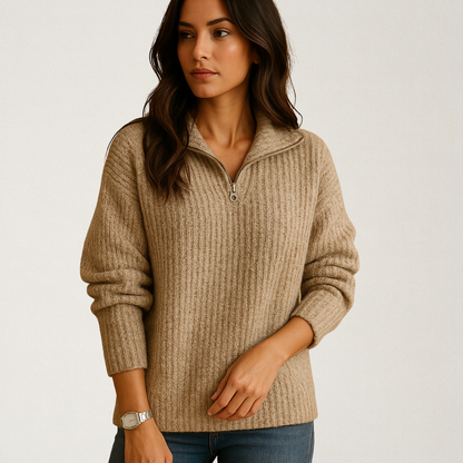 Mervavi | Elegancki damski sweter z półzamkiem i wygodnym krojem